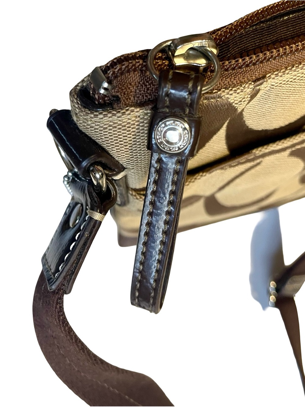 Vintage Coach Signature Jacquard Canvas Swingpack Crossbody Bag Y2K - Picture 3 of 9